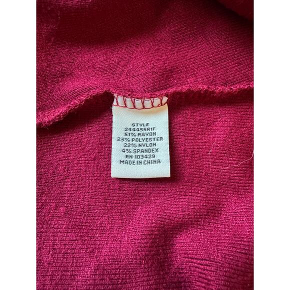 CAFFÉ MARRAKESH XL Berry Chevron Textured Henley Blouse Top Balloon Sleeve Tunic - Picture 9 of 10